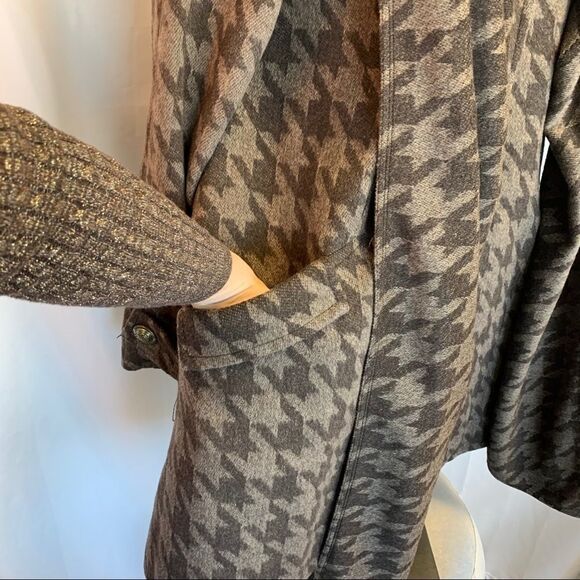 Mario Serrani brown black houndstooth winter coat attached scarf Sz 8 - Picture 5 of 10